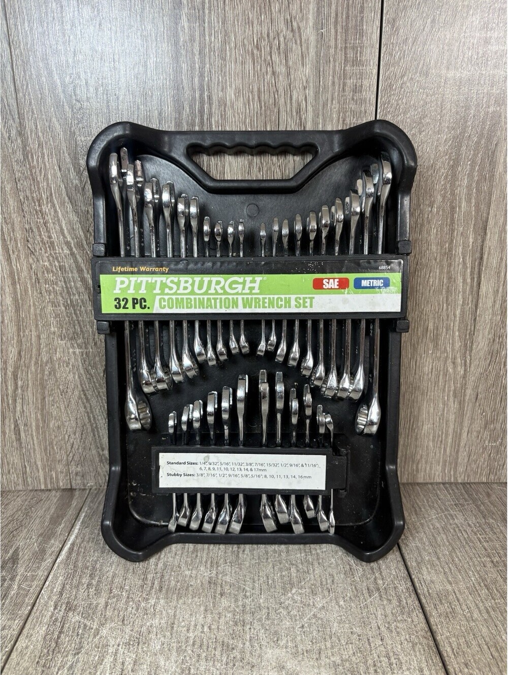 Pittsburgh 32 Pc Combination Wrench Set SAE & Metric Chrome Steel Complete 68854